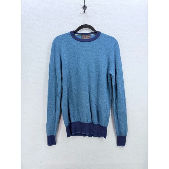 Robert Talbott Mens Blue Merino Wool Made in Italy Knitted Pullover Sweater Smal - Picture 1 of 8